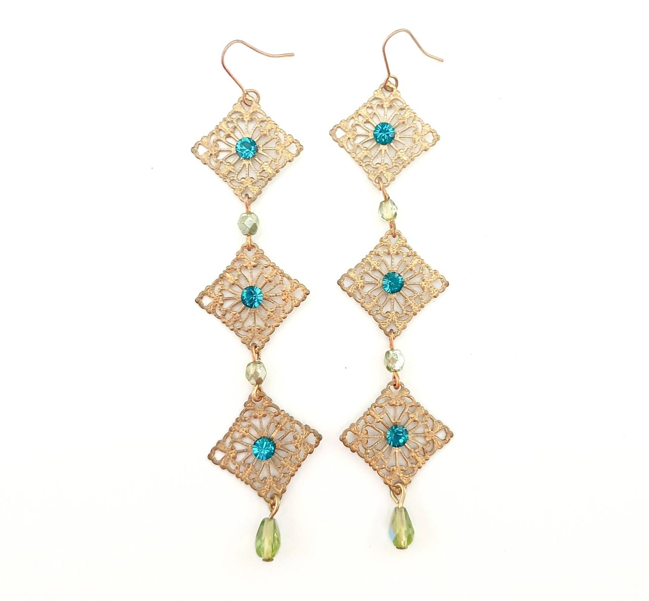 DIY Earring Triple Diamond Filigree Earrings