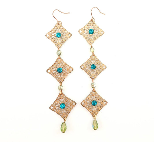 DIY Earring Triple Diamond Filigree Earrings
