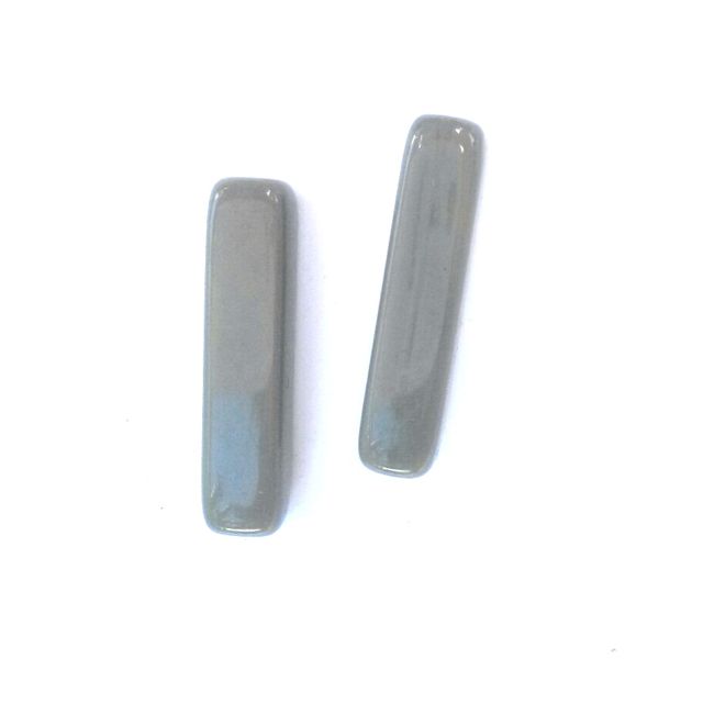 Tube 30x7mm Grey Opaque Czech Glass Bead