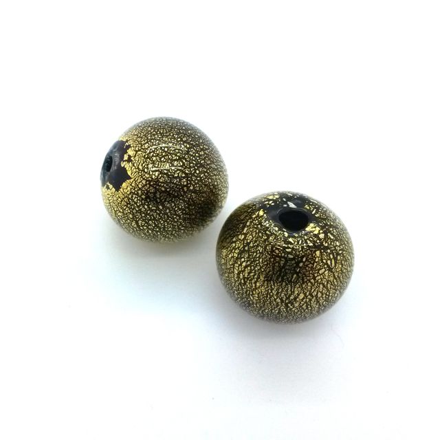 Handmade Venetian Blown Glass Hollow Bead Black 25mm