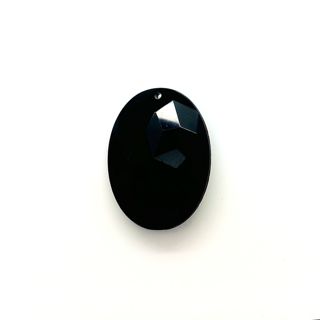 Pendant Black Flat Facet Oval 40x30mm