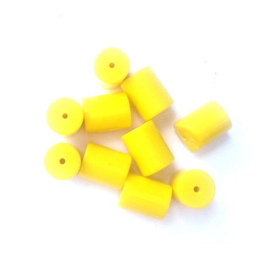 Lucite Bead Yellow Barrel 12x8mm