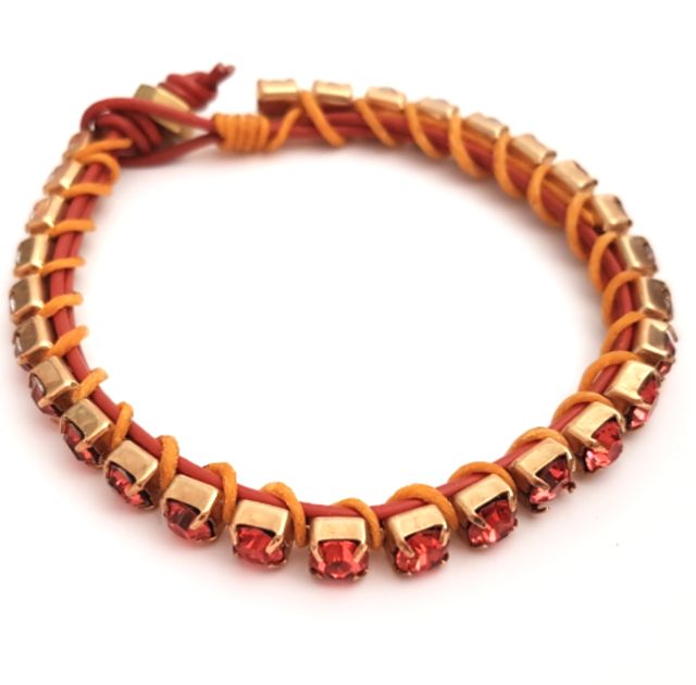 Femme Luxe Bracelet Swarovksi Crystal Yoga Wrap Padparadscha