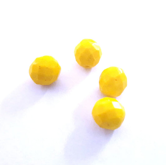 10mm Opaque Yellow Czech Fire Polished Bead
