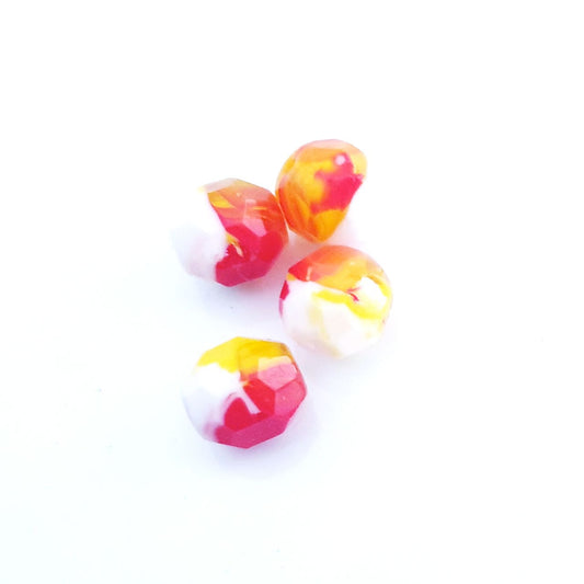 10mm Yellow Red White Mix Czech Fire Polished Bead