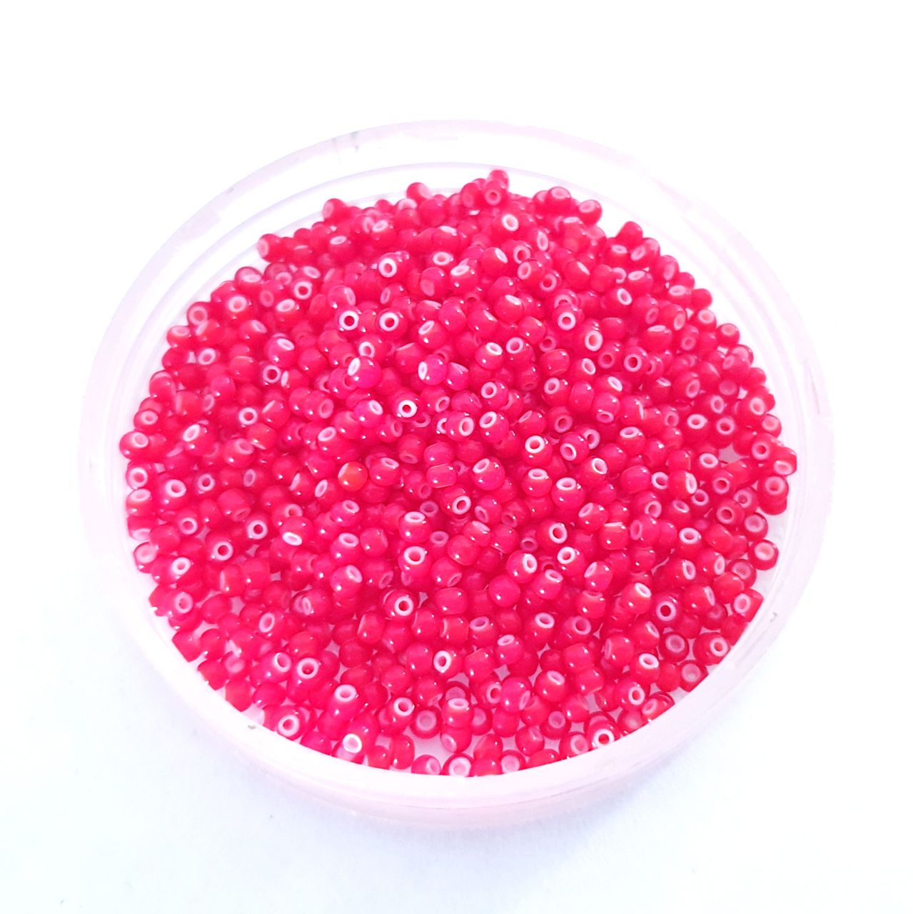 11 0 Czech Seed Bead Red White Heart