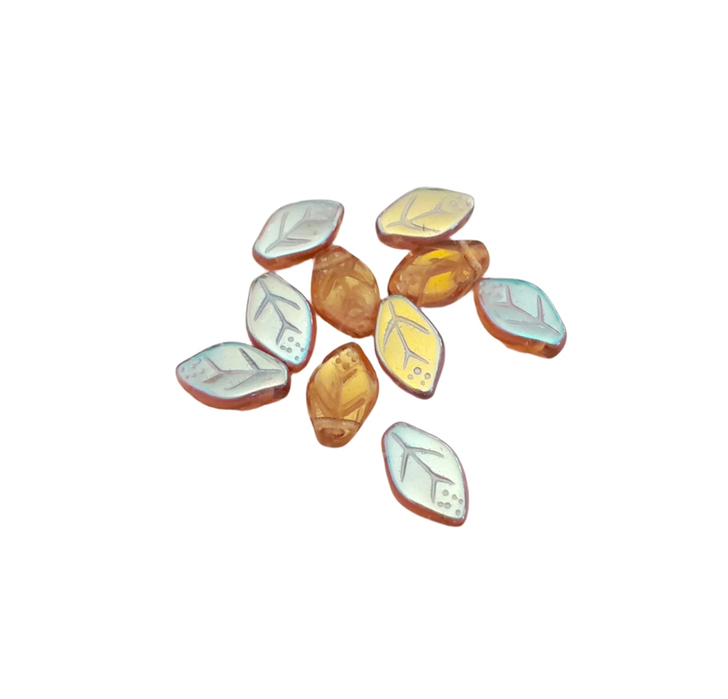 Smoke Leaf 12x7mm AB Czech Glass Bead