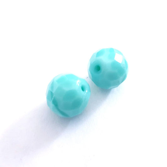 14mm Silk Aqua Czech Fire Polished Bead