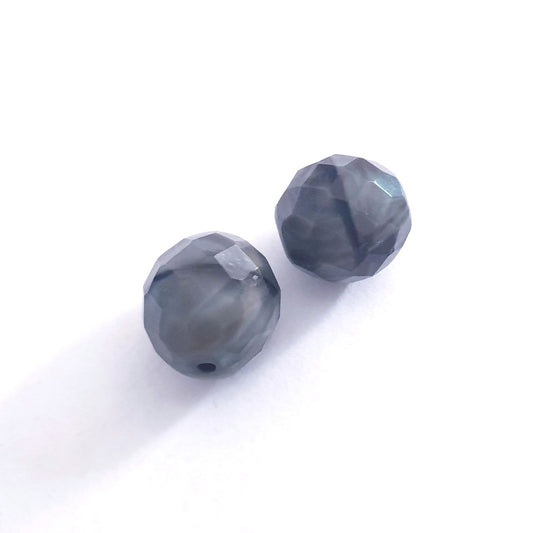 14mm Silk Grey Czech Fire Polished Bead