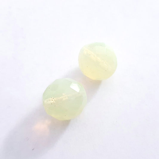 14mm Opalino Lemon Czech Fire Polished Bead