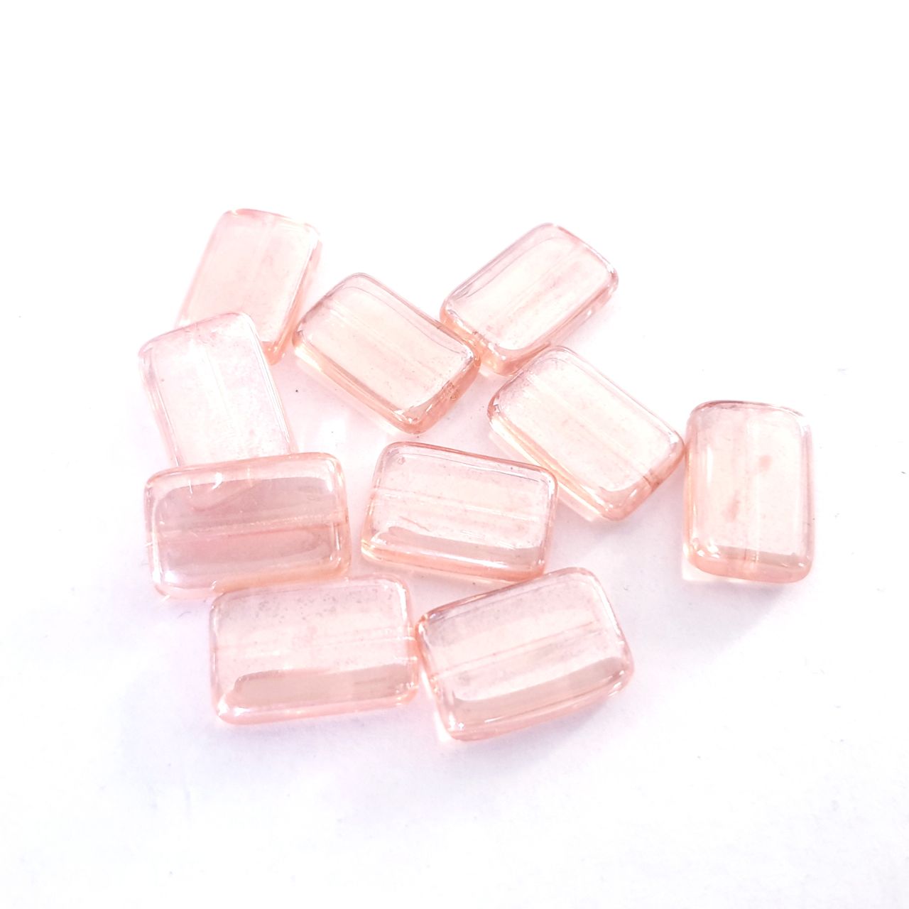 Rectangle 15x10mm Pink Lustred Czech Glass Bead