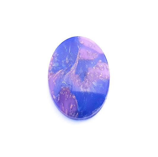 Lampwork Glass Stone Domed Oval 18x25mm Purple Royal Mix Aventurina