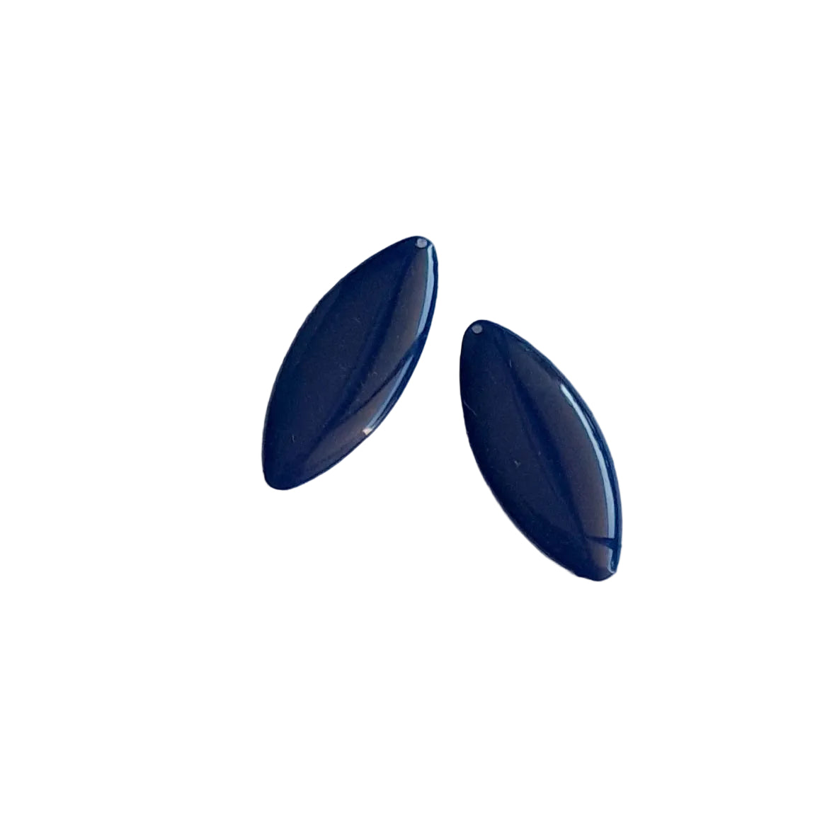 Plastic Oval Foil Backed Blue Pendant 35x14mm | Pack of 2