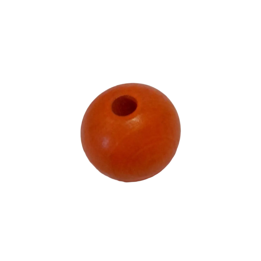 A large wooden orange spherical bead with a hole at the top, 