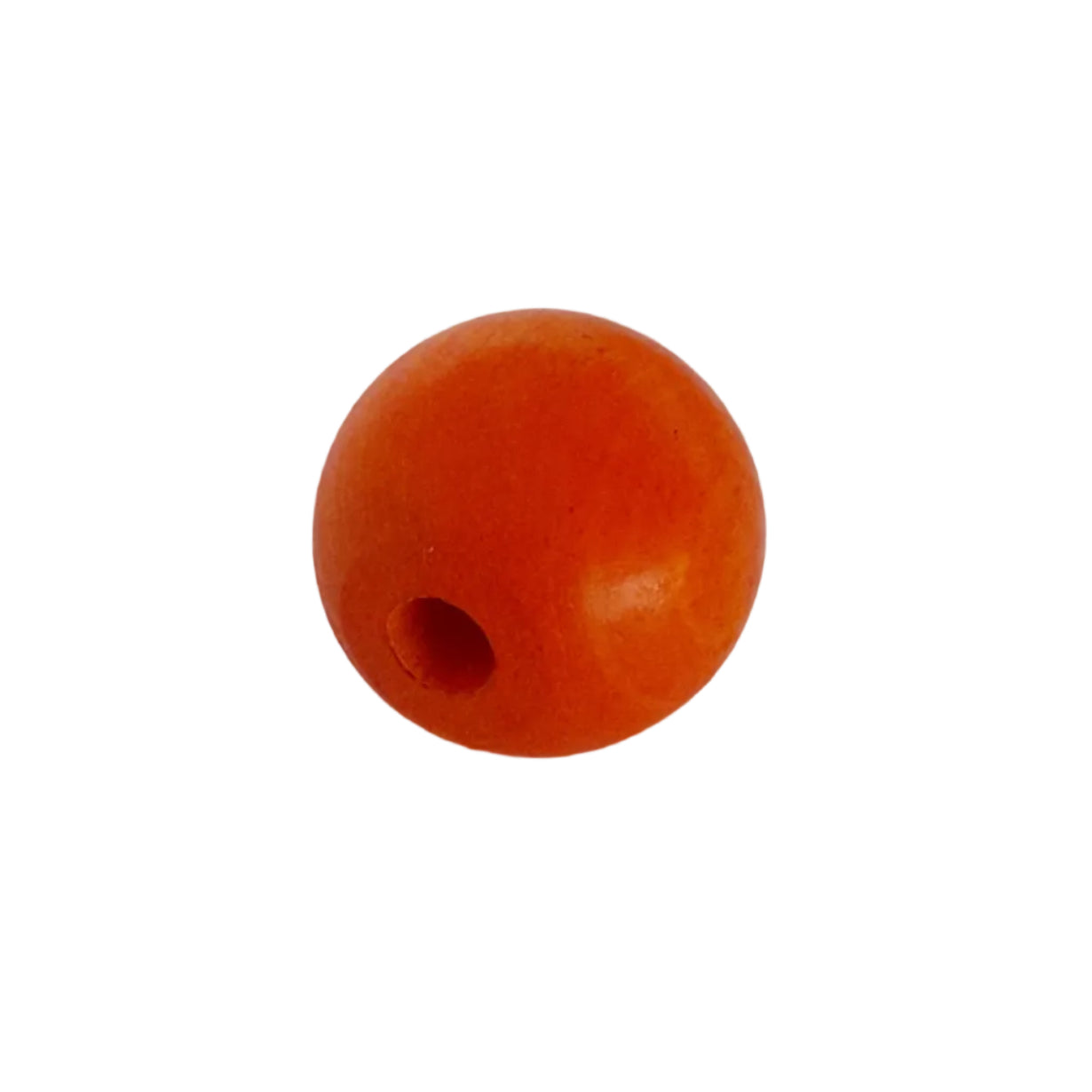 large round orange bead with a pre-drilled hole, wood