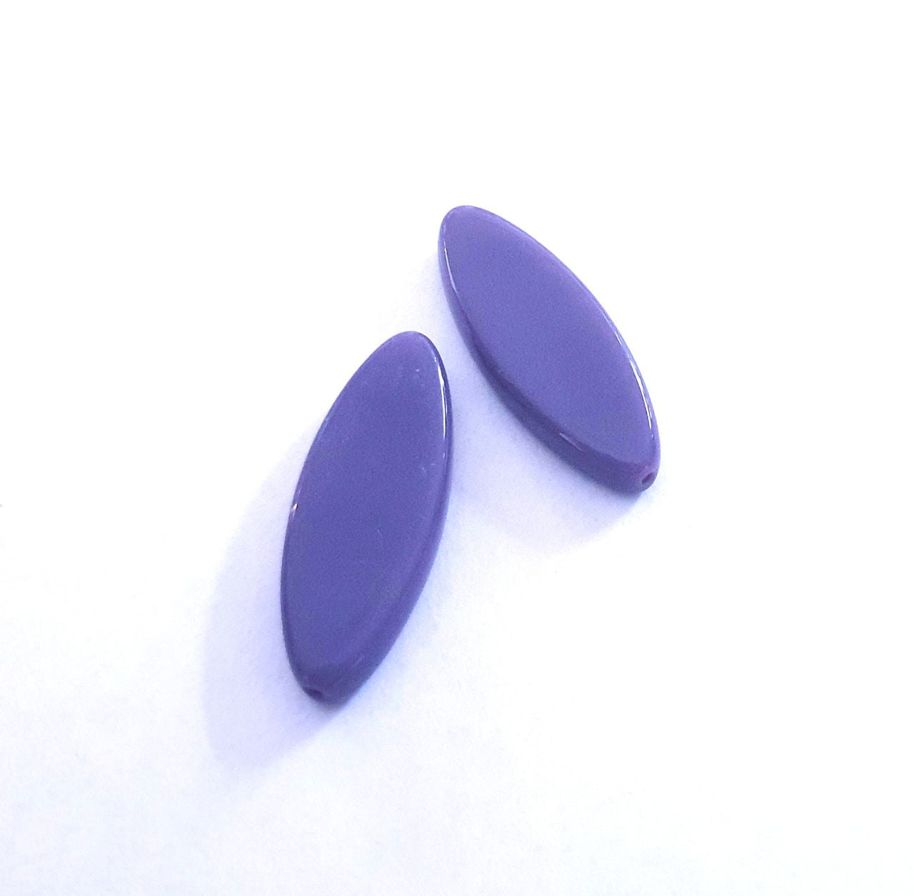 Amethyst Opaque Petal Pointed Oval Spindle 30x11mm Czech Glass Bead