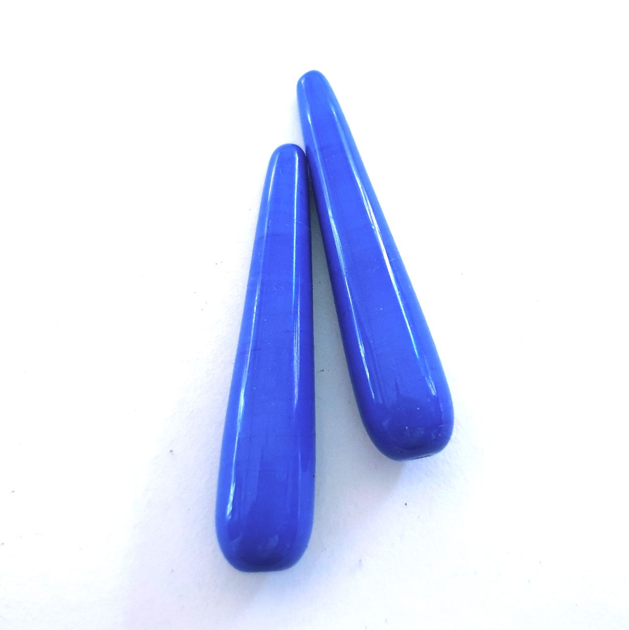 Handmade Glass Deco Tear Drop Cobalt Bead 40x10mm