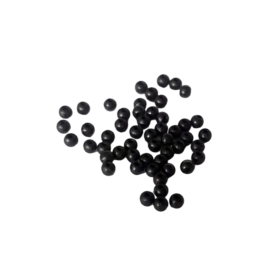 small, matte black spherical wooden beads 