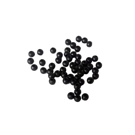 small, matte black spherical wooden beads 
