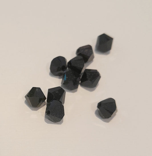 6mm swarovski bicone jet black beads