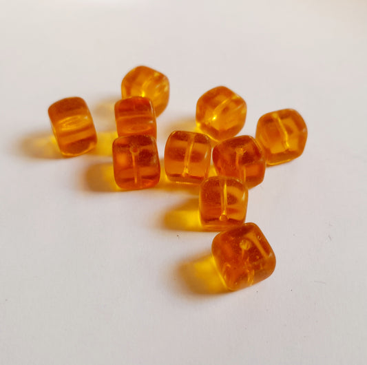 Cube 8x11mm Topaz Transparent Czech Glass Bead