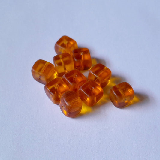 Cube 8x11mm Topaz Transparent Czech Glass Bead - Pack of 10