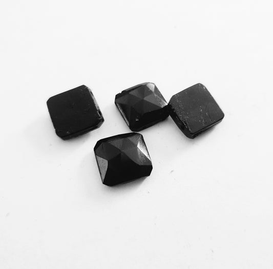 French Jet Flat Stone Two Holed Square 10x10mm