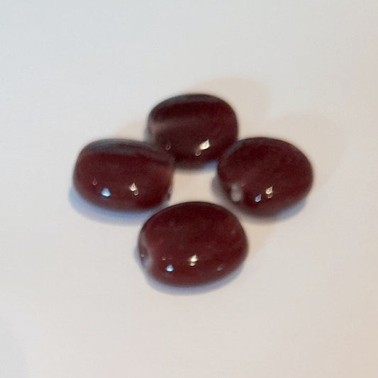 Indian Glass Bead Flat Pellet Chocolate Lustred 16x14mm | Pack of 4