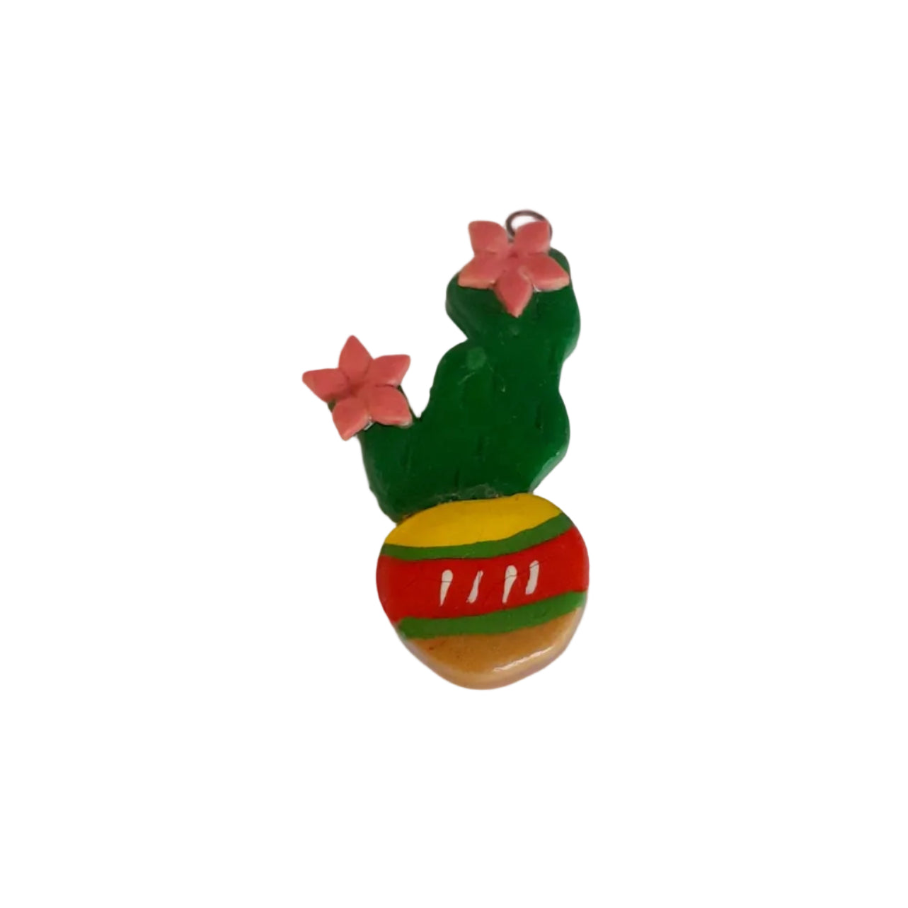 Polymer Potted Flowering Cactus Pendant 40x20mm