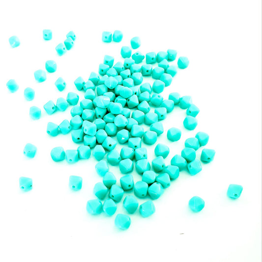 Bicone 6mm Aqua Opaque Czech Glass Bead