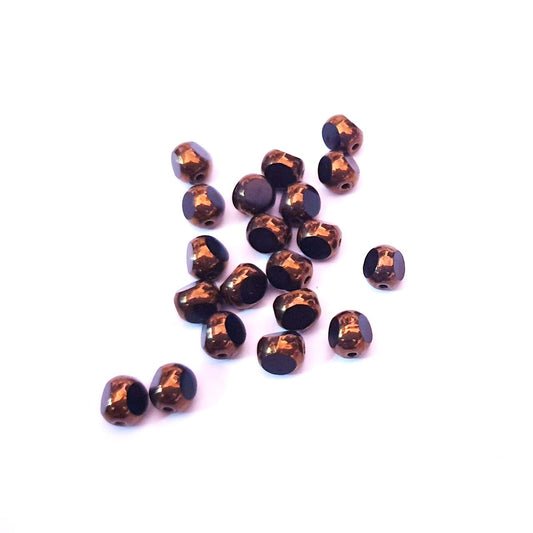 Cathedral Czech Glass Bead 6mm Trinugget Black Bronze