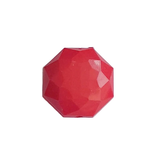 Plastic Bead Coral Red Facet Octagonal 25mm