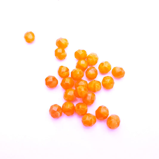 8mm Pumpkin Silk Czech Fire Polished Glass Bead