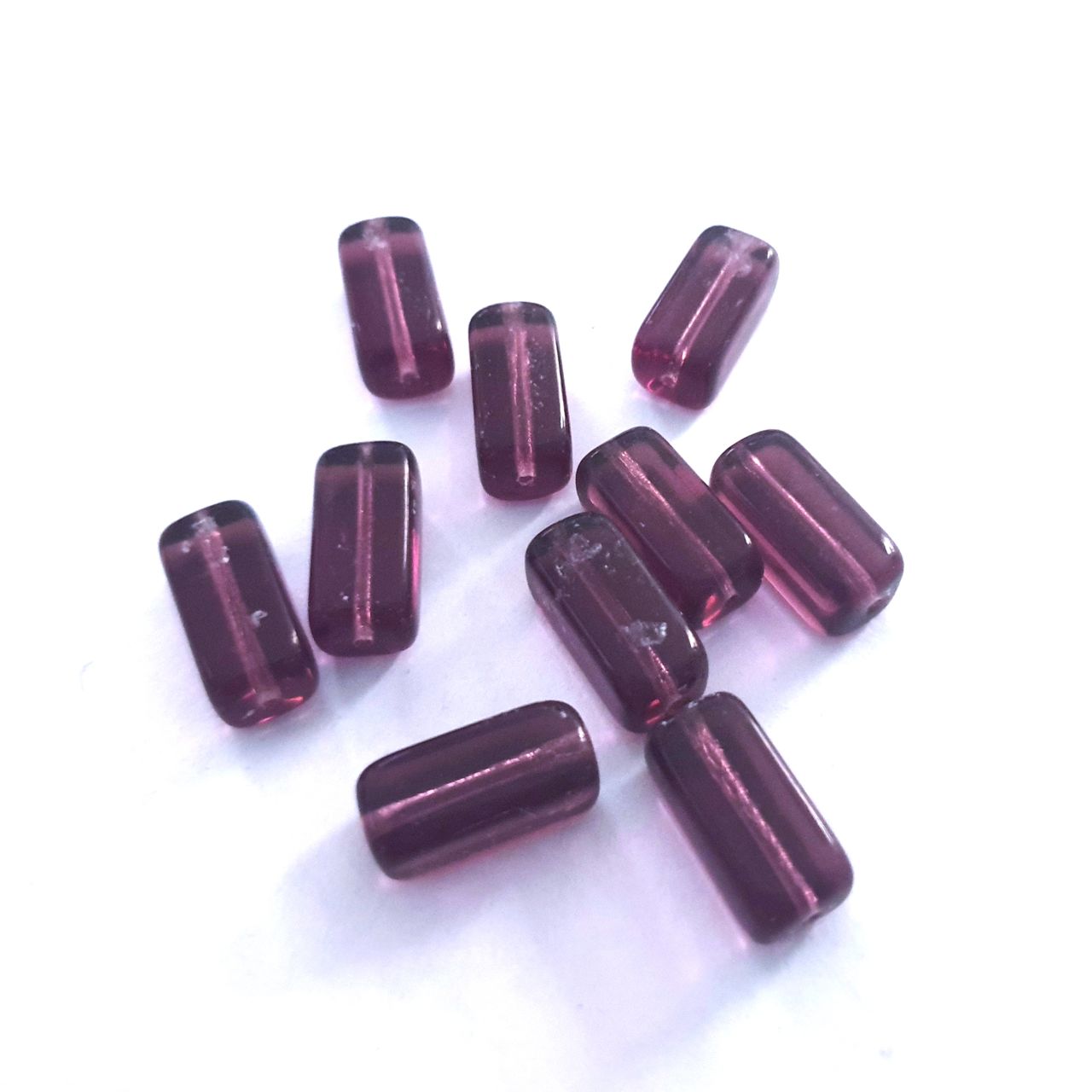 Tube 15x7mm Amethyst Transparent Czech Glass Bead