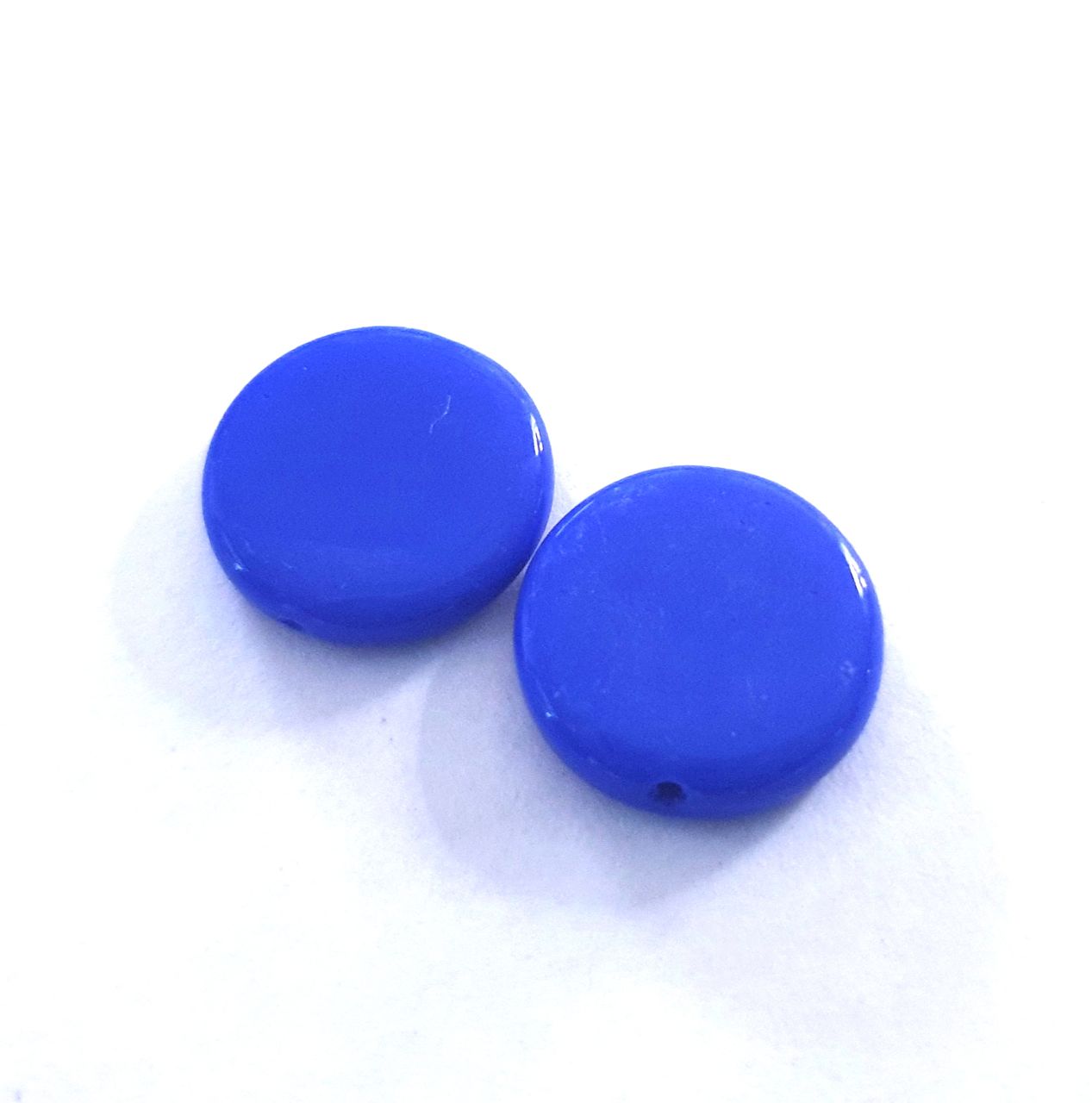 Coin 17mm Blue Opaque Czech Glass Bead