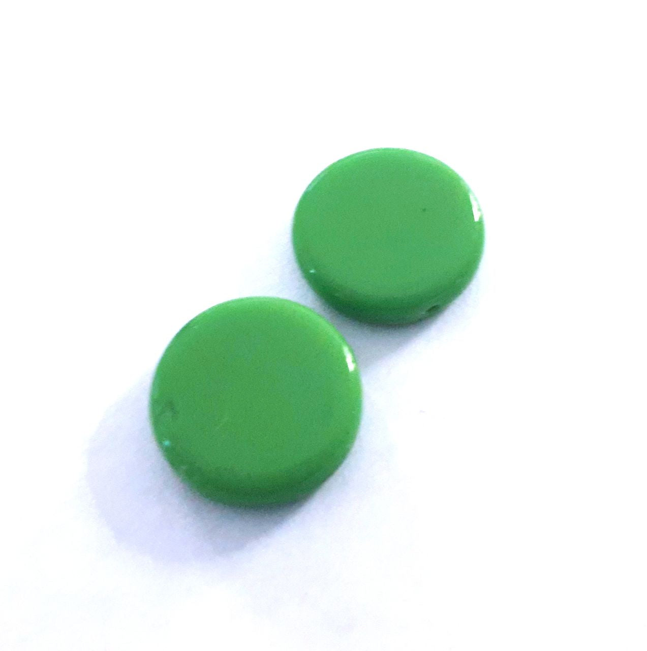 Coin 17mm Green Opaque Czech Glass Bead