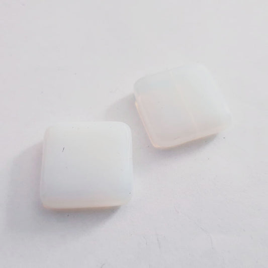 Square 20mm White Opalino Czech Glass Bead