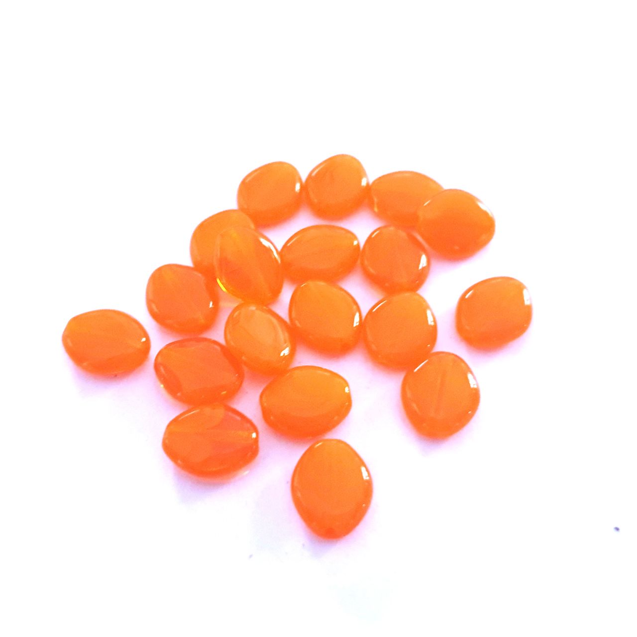 Flat Oval 10x9mm Pumpkin Opalino Czech Glass Bead