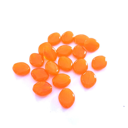 Flat Oval 10x9mm Pumpkin Opalino Czech Glass Bead