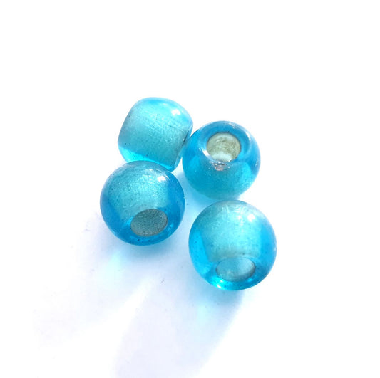 Czech Glass Jug Bead Large Hole 13mm Turquoise Silverlined