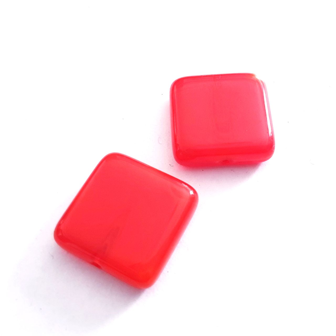 Square 20mm Orange Opalino Czech Glass Bead