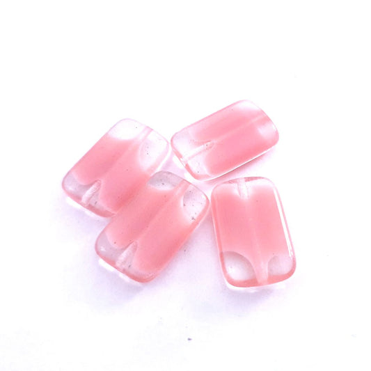 Rectangle 16x10mm Pink Mix Czech Glass Bead | Pack of 10