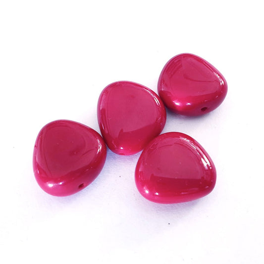 Pebble 16x17mm Cherry Red Opaque Czech Glass Bead