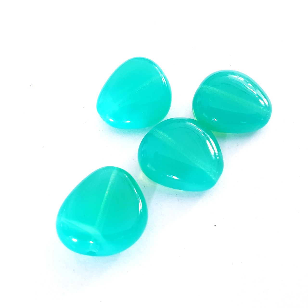 Pebble 16x17mm Aqua Opalino Czech Glass Bead