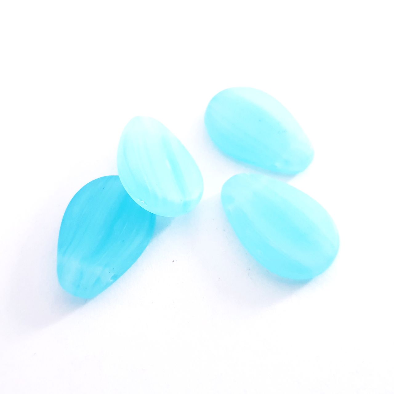 Flat Drop 12x18mm Aquamarine Matt Czech Glass Beads