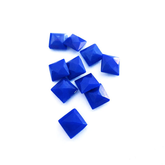 Pointed Back Glass Chaton Facetted Square Blue Unfoiled 8mm