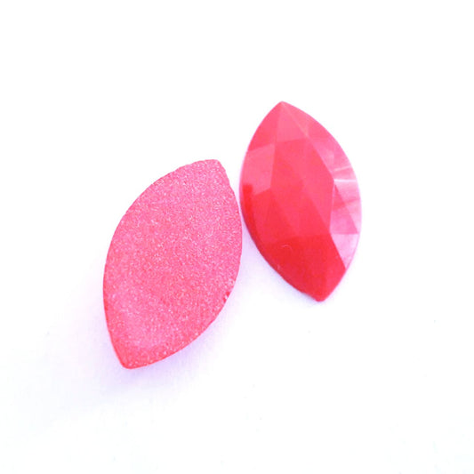 Glass Facetted Stone Flat Navette 22x12mm Coral