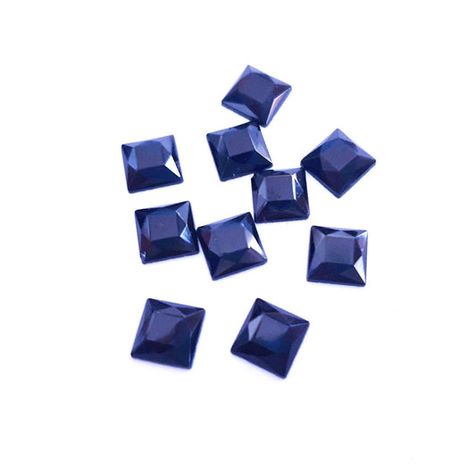 Flatback Glass Facetted Stone Square 8mm Black Opaque