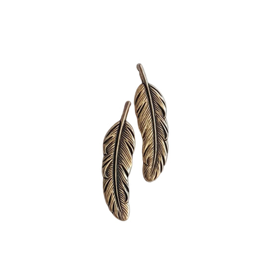 Feather 42x10mm Antique Silver Metalised Plastic Pendants | Pack of 2