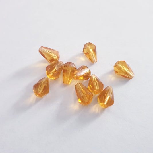 10x7mm Drop Topaz Transparent Czech Fire Polished Drop Bead